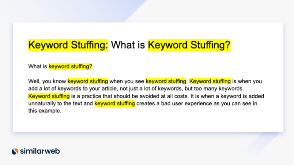 Keyword stuffing: an example of what it is and how to identify it