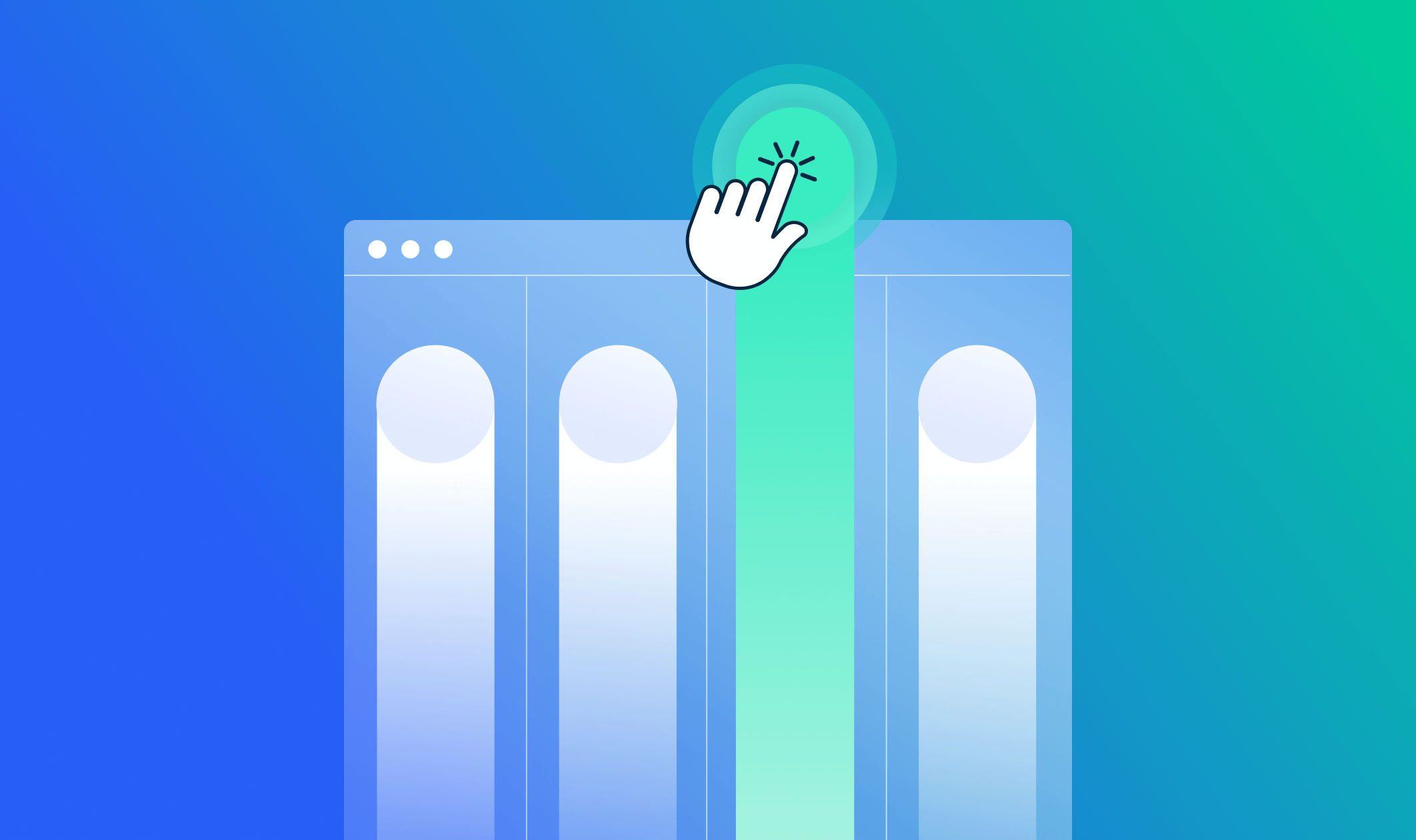 Illustrated blue chart with three even white lines and a green line surpassing the top.