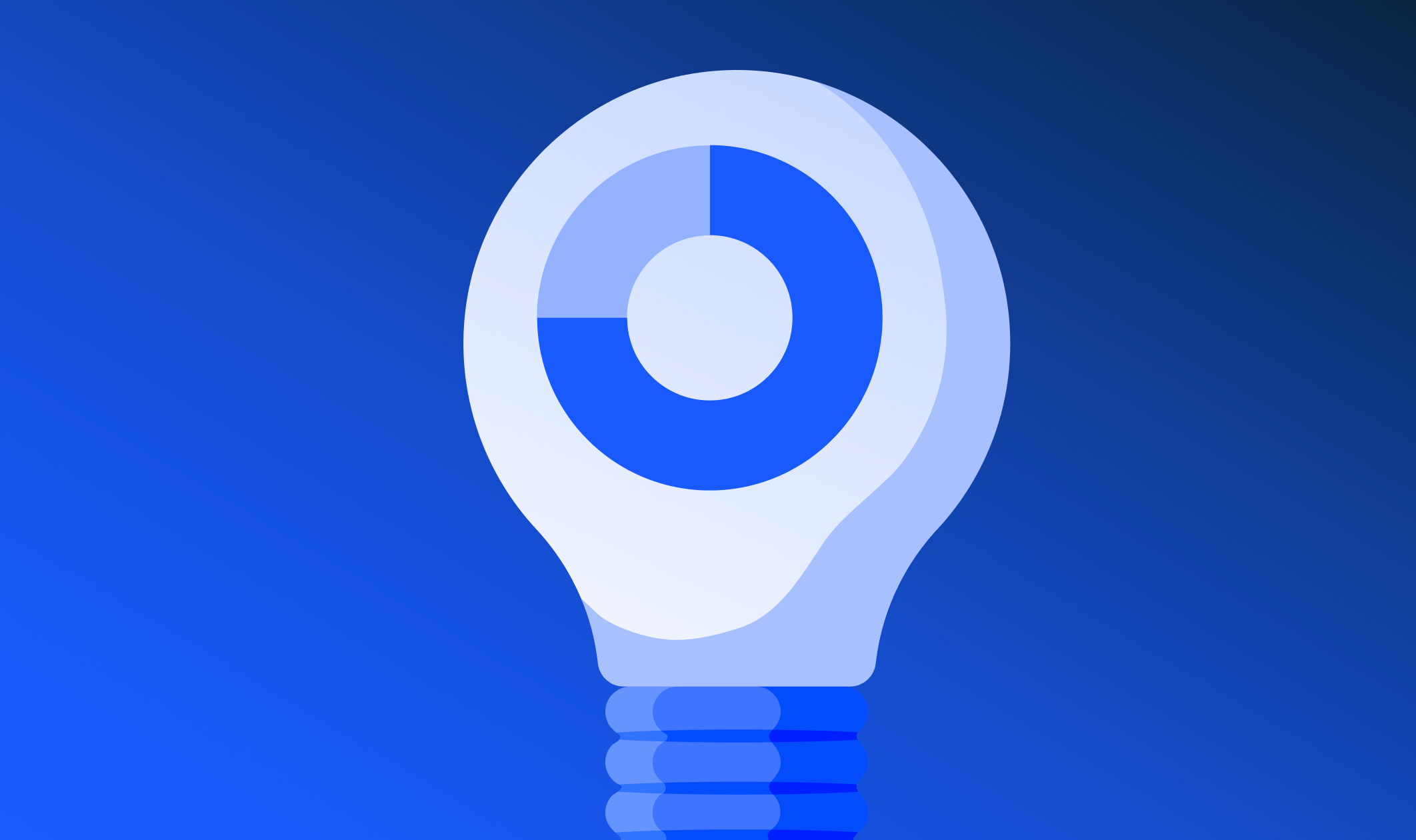 Illustration of a light bulb with a pie chart in the bulb.