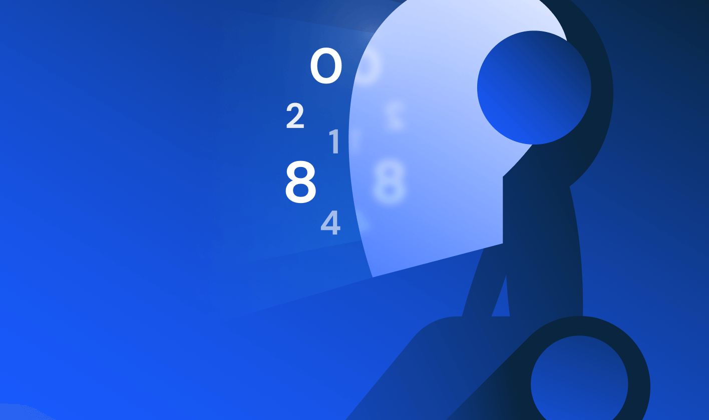 Illustration of a robot with numbers floating around it.