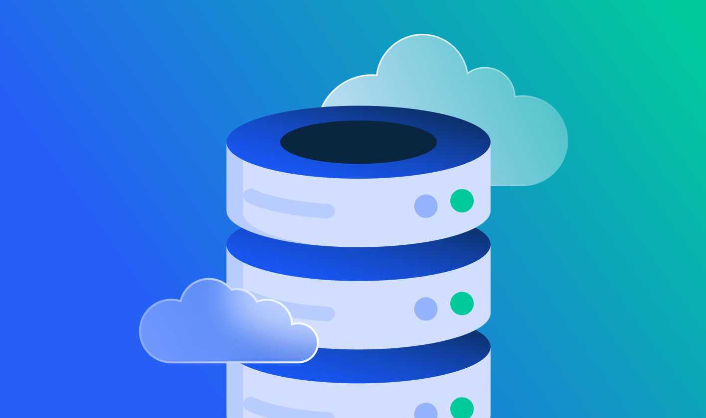 Illustraion of stacked servers with clouds