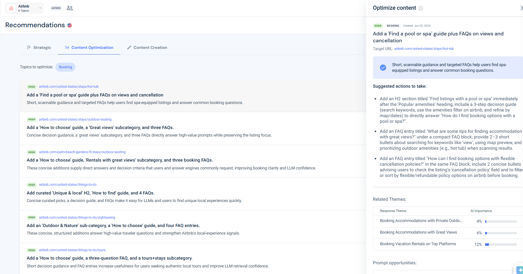 Content optimization recommendations