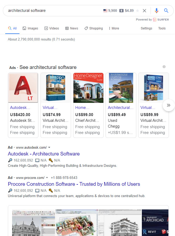 Google ads for architectural software