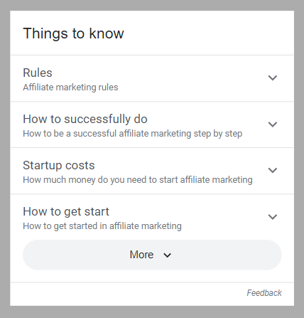 A Things to Know SERP feature