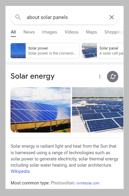 Featured Snippet featuring a Wikipedia URL