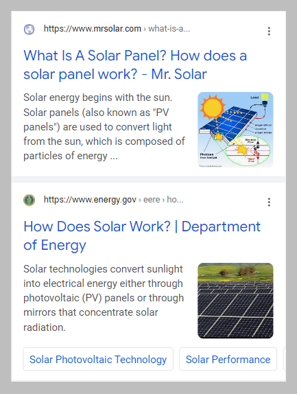 Organic text results